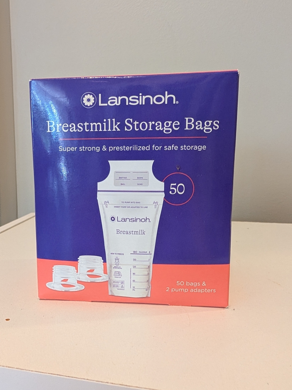 Lansinoh Breastmilk Storage Bags - Purple and Pink Box, 50 Count